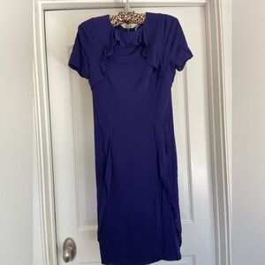 Karen Millen Blue Purple Asymmetrical Ruffled Dress size 8